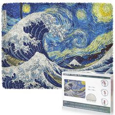 the starry night has been made with crochet and threads to make it look