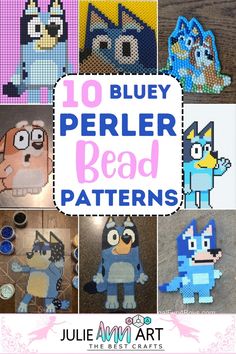 the 10 blue perler bead patterns are featured in this article, which includes pictures of