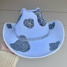 Glitter Cowboy Cowprint Hat! In Perfect Condition And Never Worn!