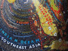 the words are written in different languages on this map, and it looks like they have been made into a piece of art