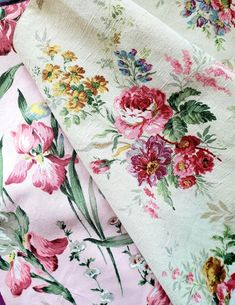 three different types of fabric with flowers on them