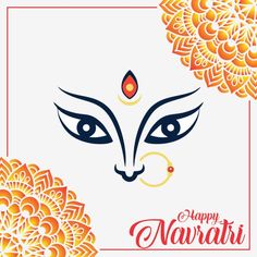 happy navrati greeting card with an image of the face of a woman