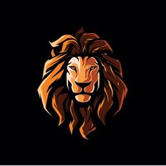 a lion's head on a black background