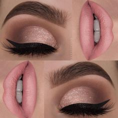 257 curtidas, 8 comentários - Lana (@swetlanapetuhova) no Instagram: “I'm so ready for all the upcoming dramatic fall make ups 😍🍂🍁 __________________ Brows:…” Sanggul Cepol, Machiaj Smokey Eyes, Trucco Glam, Light Pink Lips, Party Make-up, Glitter Eyeliner