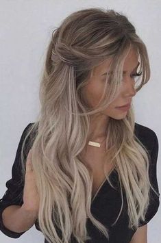 Partial Updo, Hairstyles Casual, Simple Prom Hair, Really Long Hair, Hairstyles Wedding, Half Up Half Down Hair