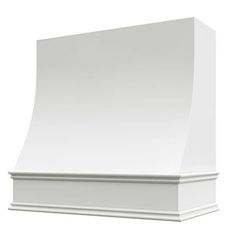 an image of a white fireplace hood on a white background with clipping for text