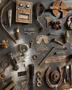 there are many different types of tools on the table together in this photo, including wrenches, pliers, and other items