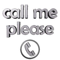 the words call me please are shown in black and white, with an image of a phone