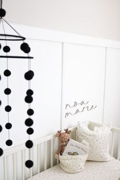 girl nursery design with name sign from Timberwood Designs Baby Nursery Design, Nursery Deco, Minimalist Shelves, Minimalist Nursery, Nursery Style, White Nursery