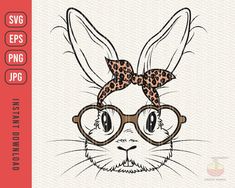 a rabbit with glasses and a bow on its head