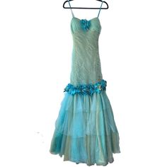 Amazing Vintage Formal Dress From Cassandra Stone In A Size 8. Turquoise, Metallic Gold Spaghetti Straps Floral Embellished Maxi Gown Length Condition: Great, Vintage Condition - See All Photos! Size: 8 Material: Polyester Measurements Coming Soon! Gold Tulle, Vintage Formal Dresses, Maxi Gowns, Formal Gowns, Blue Gold, Spaghetti Strap, Vintage Dresses, Maxi Dress, Turquoise