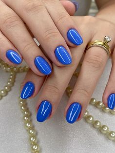 Nude Nails, Blue Nails, False Nails, Almond Nails, Simple Nails, Short Nails, Stylish Nails, Nail Colors, Gel Nails