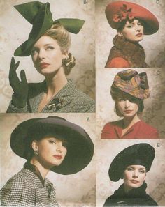 Vogue Accessories Hats 40s 50s PATTERN 7454 Hat Making Millinery Fascinators in Crafts, Sewing, Sewing Patterns | eBay Retro Fitted Hat For Church, Fitted Retro Hats For Vintage Events, Retro Fitted Hats For Vintage Events, Retro Fitted Church Hats, Fitted Vintage Hats, Fitted Vintage Hats For Vintage Fashion, Retro Cloche Hat For Vintage Fashion, Vintage Retro Outfits, 1940s Hats