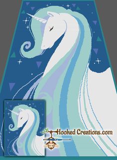 a cross stitch pattern with an image of a white unicorn in the sky and stars