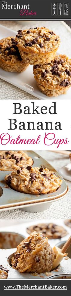 baked banana oatmeal cups with chocolate chips