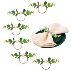 PRICES MAY VARY. 【Farmhouse Napkin Rings Set of 6】You will receive a package including 6 pieces of faux greenery napkin rings. Wooden bead napkin ring has an inside diameter of 1.3 inches, the greenery measures around 4.3 inches from tip to tip. These woven napkin holder is sized to fit most napkins and is built to last 【Eucalyptus Napkins Rings Designed】These rustic napkin rings are designed with faux eucalyptus leaves and a wooden bead, close to nature, smooth, sturdy, delicate, durable, not e Eucalyptus Napkin, Bead Napkin Rings, Farmhouse Napkin Rings, Rustic Napkin Holders, Rustic Napkin Rings, Farmhouse Napkins, Napkins Rings, Rustic Napkins, Beaded Napkin Rings