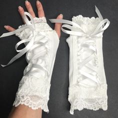 Bundle & Save On Shipping! White Corset Gloves Lace Up Arm Warmers Renaissance Wedding Bridal Cuffs Bride These Are Hand Made In The Usa By Me! Gorgeous And Chic. Gorgeous Lace Up Gloves With Lace Trim And Lacing. Soo Romantic And Sexy! 95% Cotton. 5% Spandex. Length: 9.50" Width: 7"-9" Tx1039 Follow Trixy Xchange! Check Out My Other Listings For These In More Colors!! Lace Up Gloves, Corset Gloves, Gloves Lace, Lace Fingerless Gloves, Bridal Cuff, Clothing Design Sketches, White Corset, Mia 3, Lace Gloves