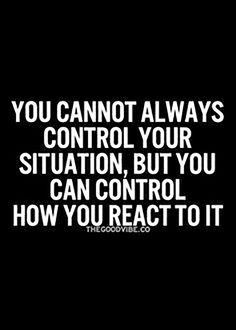 the quote you cannot't always control your situation, but you can control how you react to it