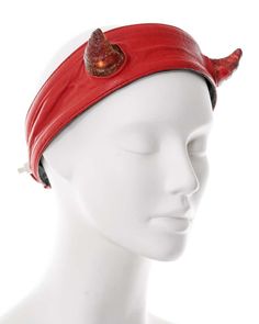 For Sale on 1stDibs - ▪ Vivienne Westwood red leather headband ▪ 'Britain Must Go Pagan', Spring-Summer 1988 ▪ Battery-powered light-up acrylic Satyr horns ▪ Unlabelled show Satyr Horns, Leather Headband, Vivienne Westwood Red, Horn Headband, Battery Powered Light, Leather Headbands, Vivienne Westwood, Red Leather, Horn