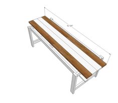 a wooden bench is shown with measurements