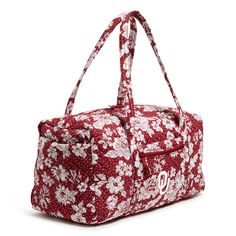 Going home for the weekend or out on a girls' getaway? This duffel will help you pack it all in style. Interior pockets keep your cosmetics, flat irons and socks all sorted. The exterior pockets keep boarding passes, reading material or snacks close by. The very best feature? This style is made from Recycled Cotton! In 100% cotton, it's everything you know and love about our go-to fabrication — the softness, the comfort, the vibrancy — now crafted with reclaimed fibers. Official Collegiate Licen Duffel Bag Women, Oklahoma Logo, Travel Duffel Bag, Boarding Passes, Flat Irons, Girls Getaway, University Of Oklahoma, Rain Garden, Duffle Bags