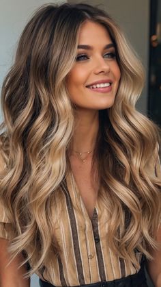 Fall for These 15 Hair Color Trends: The Ultimate Brunette and Blonde Guide - Inspire Inlet Dark Highlights In Blonde Hair, Fall Blonde Color Ideas, Blonde Ombre Hair Color For Brunettes, Dark Blonde For Fall, Ombre Brown Blonde Hair, Balayage With Dark Hair, Fall Hair Blonde Highlights, Fall Hair With Extensions, Makeup For Dark Blonde Hair