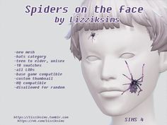 an image of a spider on the face of a mannequin's head