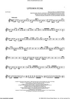 sheet music with the words up town funky on it