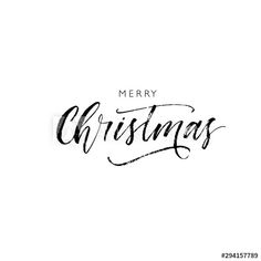 merry christmas handwritten lettering on white background