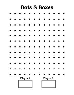 the dots and boxes game is shown in black and white, with two squares on each side