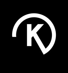 the letter k in a circle on a black background