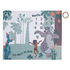 a child's placemat with an image of a bear and monkey on it