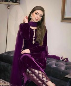 Latest Velvet Suit Designs, Velvet Clothes, Sleeves Designs For Dresses