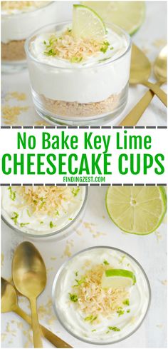 no bake key lime cheesecake cups in glass bowls