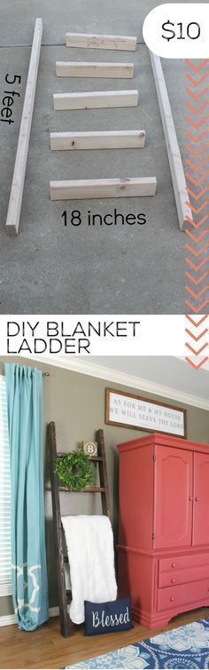 the before and after pictures of how to make diy blanket ladders for $ 10