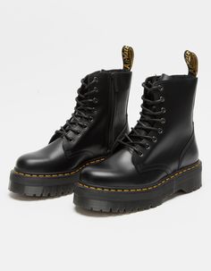 Dr. Martens Jadon Platform Boots. A Fierce Evolution Of Our 8-Eye Boot, The Jadon Retains All Its Original Details — Grooved Edges, Yellow Stitching And A Heel-Loop — And Adds A Chunky, Empowering Platform Sole. Inner Ankle Zip. Made With The Classic Dr. Martens Polished Smooth Leather, A Lightly Textured, Highly Durable Leather With A Soft Sheen. Platform Height 1 3/4". Imported.note: Runs Large; Size Down If You Are Between Sizes. Dr Martens Platform Boots, Jadon Platform Boots, Doc Martens Black, Dr Martens Platform, Doc Martens Women, Martin Shoes, Doc Marten Boot, Jadon Boots, Dr Martens Jadon