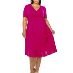 Product Description: Step into elegance with the Plus Size Stylish Solid Faux Wrap Dress featuring a Deep V-Neck. This chic and sophisticated dress is designed to flatter your curves while providing ultimate comfort. The faux wrap design creates a beautiful silhouette, and the deep V-neck adds a touch of allure. Crafted from high-quality, stretchable fabric, this dress is perfect for any occasion, from casual outings to formal events. Available in a range of solid colors, it's a versatile additi Wrap Dress Outfit, Best Cocktail Dresses, Moa Collection, Beautiful Silhouette, Sophisticated Dress, Faux Wrap Dress, Deep V Neck, Casual Dresses For Women, Formal Event