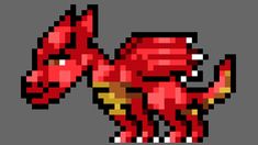 the pixel art is red and yellow