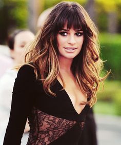 Lea Michele Hair, Baylage Hair, Hair Fringe, Hair Bangs, Long Bob