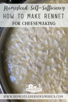 how to make rennet for cheesemaking with text overlay that reads, homemade self - sustency how to make rennet for cheesemaking