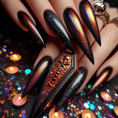 IF you love my designs, please don't forget to follow my profile :) Nails Black Coffin, Coffin Nails Black, Extra Birthday Nails, Birthday Nails Ideas, Classy Baddie Nails, Acrylic Nails Stiletto