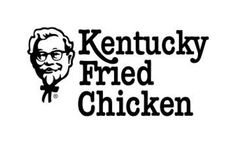 the kentucky fried chicken logo is shown in black and white, with an old man's face