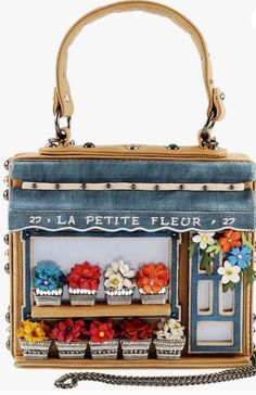 * MARY FRANCES La Petite Fleur Embellished Flower Shop Top Handle RARE BAG! | eBay Upcycling, Hand Bags Ideas, Mary Frances Purses, Funky Purses, Mary Frances Bags, Mary Frances Handbags, Bag Inspiration, Sacs Design, Bags Ideas