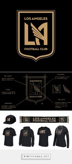 the los angeles football club logo is shown in gold and black, with different colors