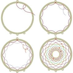 four circular frames with different colored lines on them