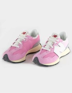 NEW BALANCE 327 Girls Shoes - PINK | Tillys New Balance Pink Shoes, Preppy Tennis Shoes, Pink Tennis Shoes Outfit, New Balance 327 Shoes, Pink Sneakers Outfit, Preppy Sneakers, Pink New Balance, Girls Tennis Shoes, Tennis Shoes Outfit