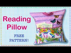 a pink pillow with unicorns on it and the words reading pillow free pattern below