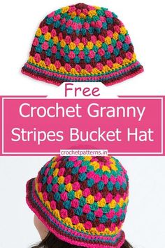 Granny Stripes Bucket Hat Red Heart Crochet Hat Patterns Free, Granny Crochet Bucket Hat, Granny Stitch Bucket Hat Pattern, Crochet Granny Stitch Bucket Hat, Crochet Granny Bucket Hat Free Pattern, Crochet Granny Bucket Hat, Free Hat Crochet Patterns, Bucket Hat Crochet Pattern Free, Granny Square Bucket Hat Pattern