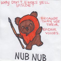 a drawing of a brown bear holding a stick