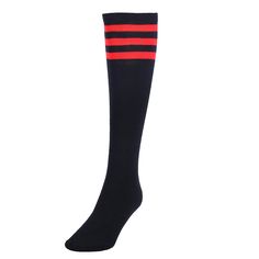 PRICES MAY VARY. MATERIAL: They are made of high quality cotton and spandex, durable and comfortable. The soft material is fit for skin, soft and breathable. ADDED STRETCH: Highly elastic and durable, socks fit just UNDER the knee on average height people, flexible and comfortable.One size fits most. CLASSIC DESIGN: Your classic striped socks just got a quality upgrade-Knee-high socks. You'll absolutely love them. VERSATILITY: Perfect for cosplay, costume, theme party, pageant, concert or 5/10k Sporty Thigh High Socks, Sporty Anti-odor Cotton Socks, Sporty Red Cotton Socks, Sporty Knee-high Cotton Socks, Red Stretch Sporty Socks, Stretch Cotton Socks For Stocking Stuffers, Black Cotton Anti-odor Socks, Trendy Stretch Socks For Sports, Trendy Stretch Sports Socks